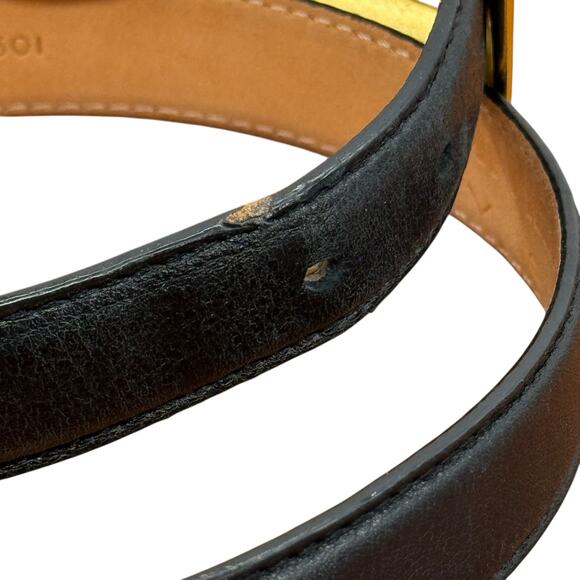 Americana by Sharif Gold Black Leather Belt M Womens Modern Luxe Chic Geometric - Picture 6 of 14